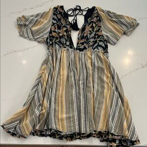 Free People Black and Yellow Striped Dress